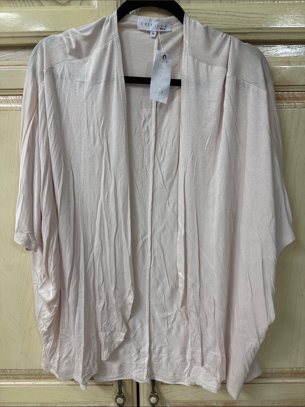 Light Pink Open-Front Draped Shrug